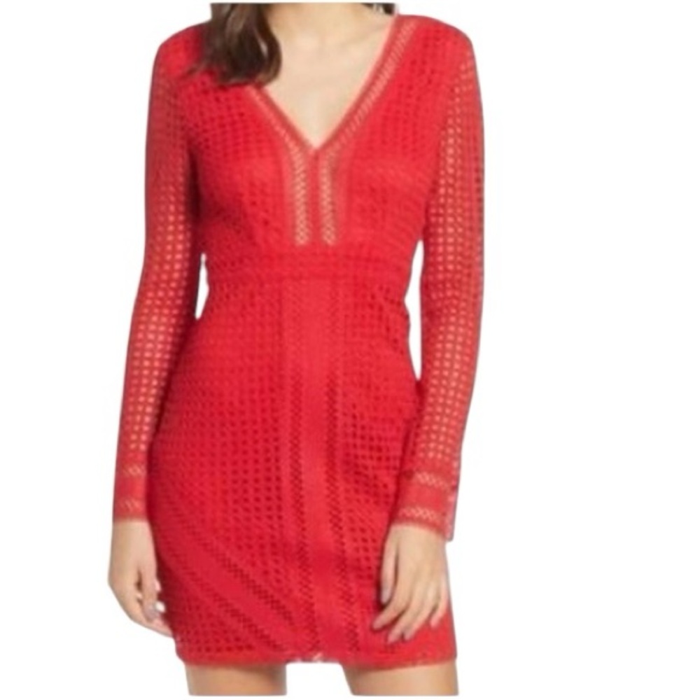 ASTR The Label Mesh Body-Con Red Dress NEW